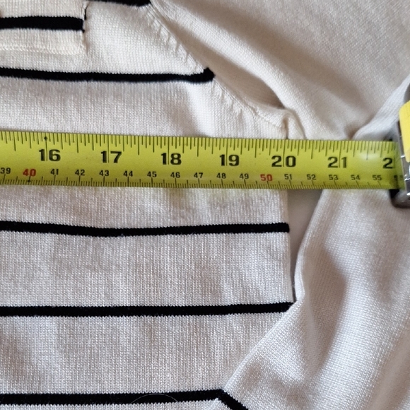 August Silk Black and White Striped Long Sleeve Button Back Top - Picture 12 of 14